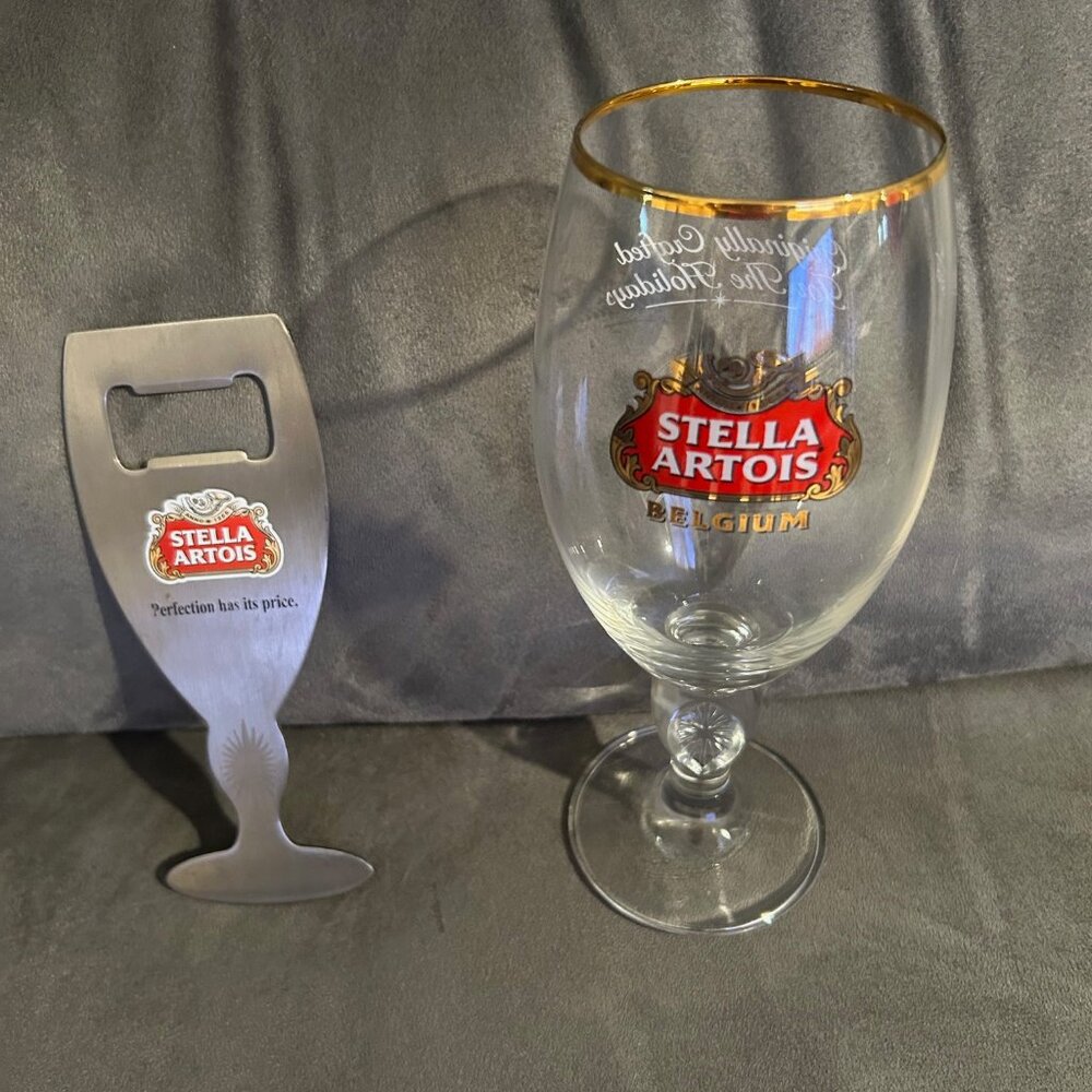 Stella Artois Holiday Glass with Bottle Opener